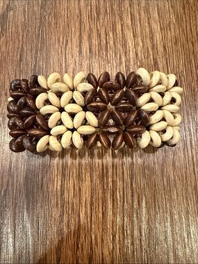 Handmade Brown & Cream Seed Beaded Barrette